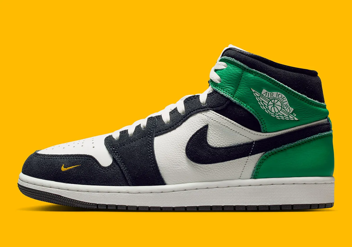 The Fan Favorite Mini Swoosh Lands On The Air Jordan 1 Mid “Lucky Green”