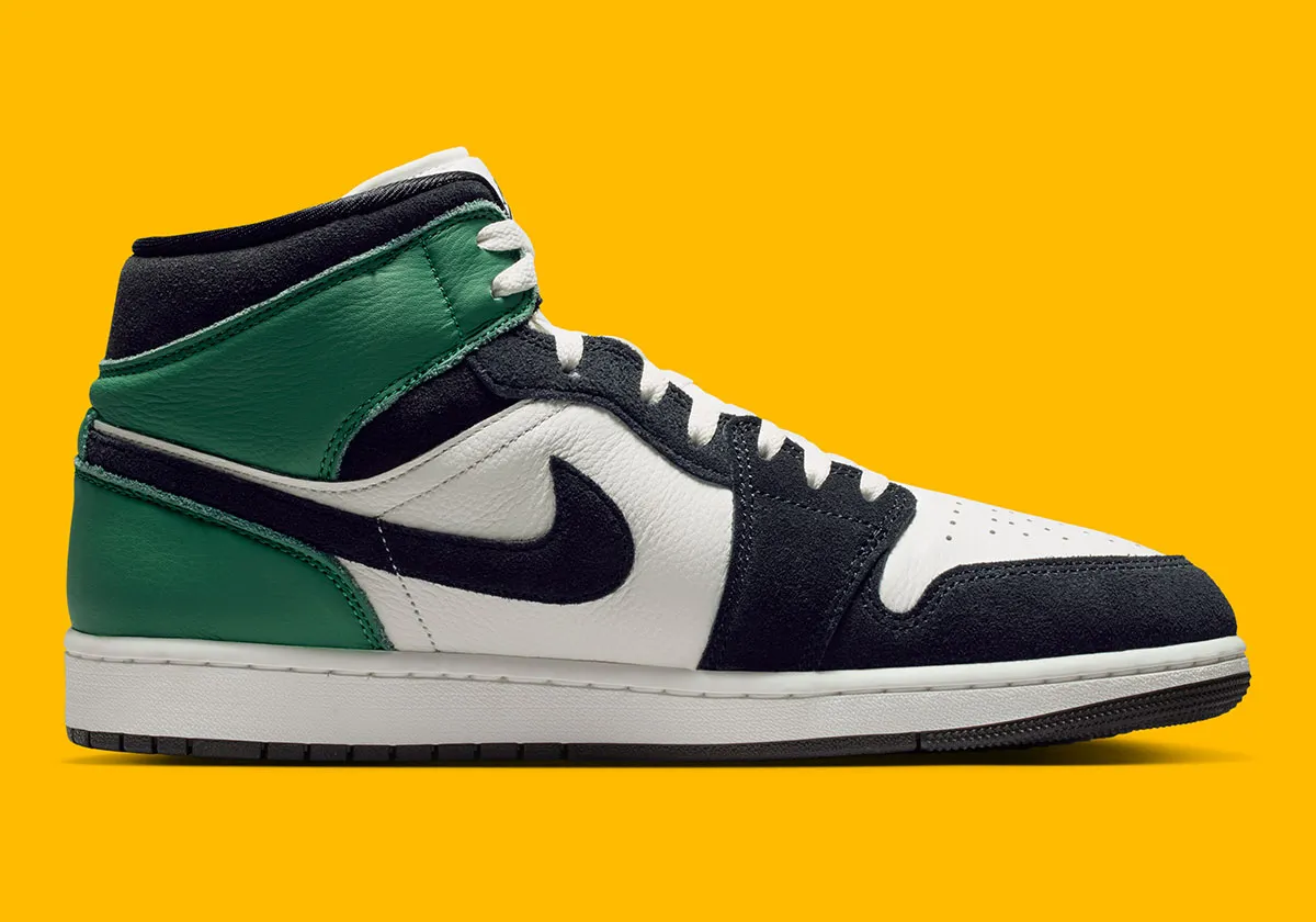 The Fan Favorite Mini Swoosh Lands On The Air Jordan 1 Mid “Lucky Green”