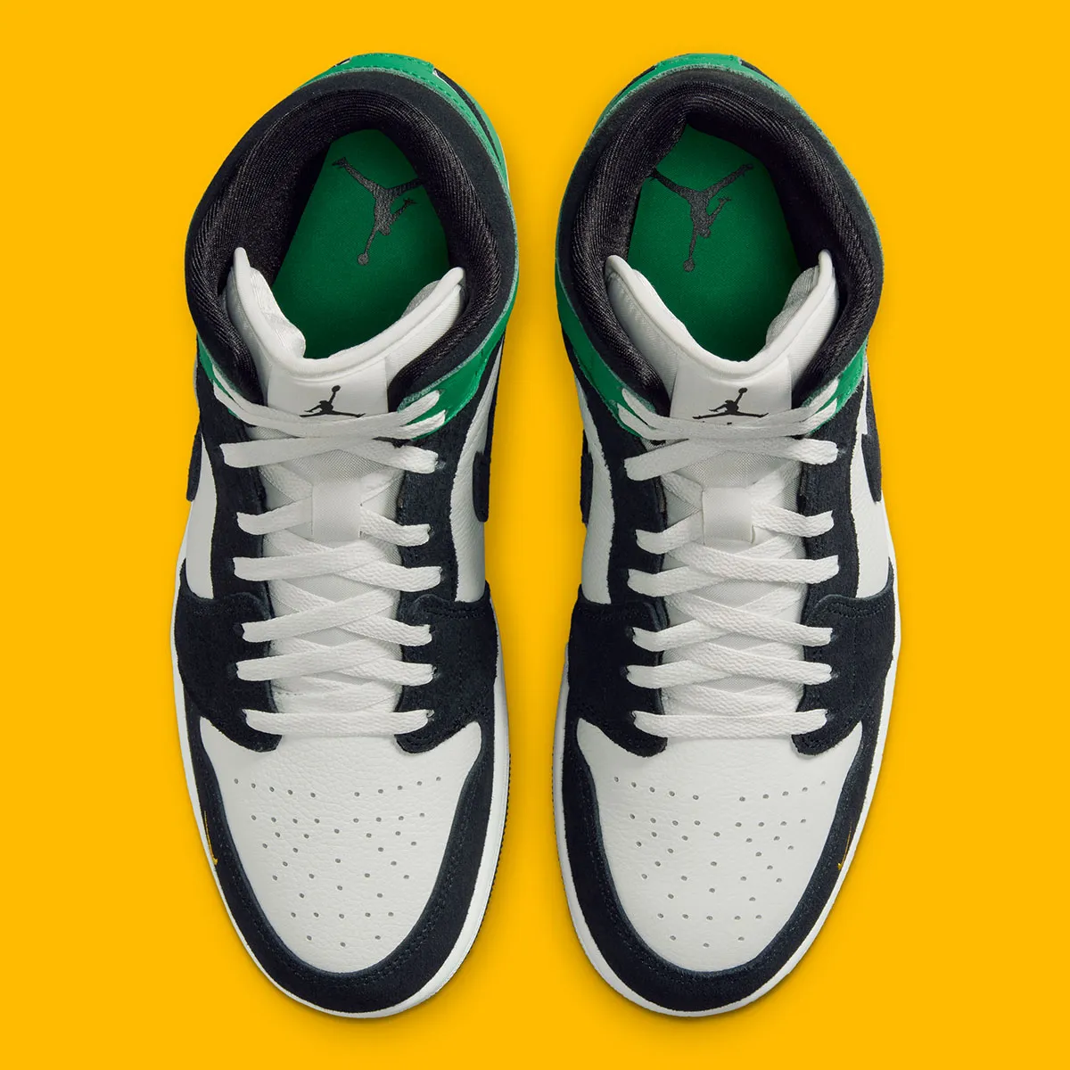 The Fan Favorite Mini Swoosh Lands On The Air Jordan 1 Mid “Lucky Green”