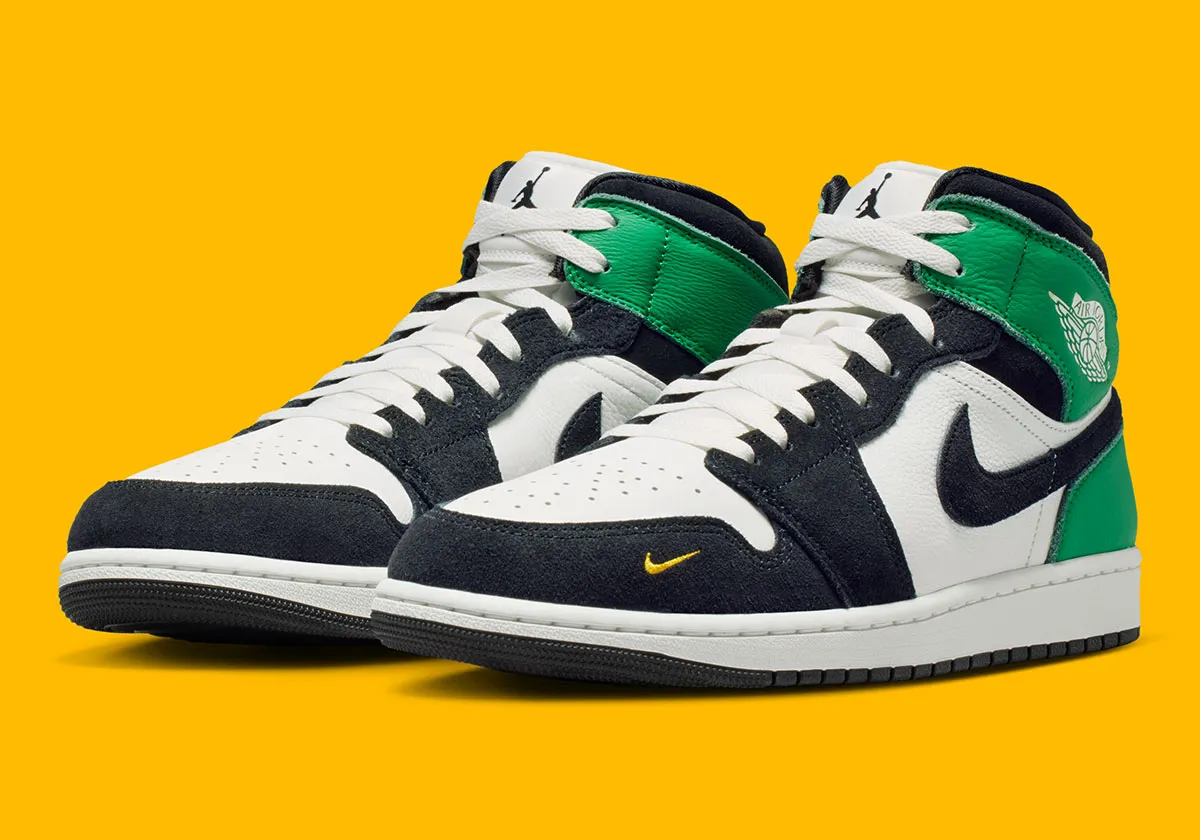 The Fan Favorite Mini Swoosh Lands On The Air Jordan 1 Mid “Lucky Green”