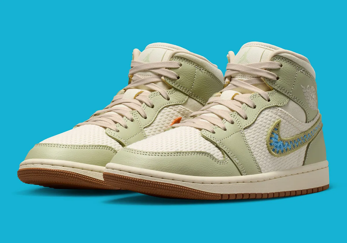 Crocheted Swooshes Appear On This Air Jordan 1 Mid