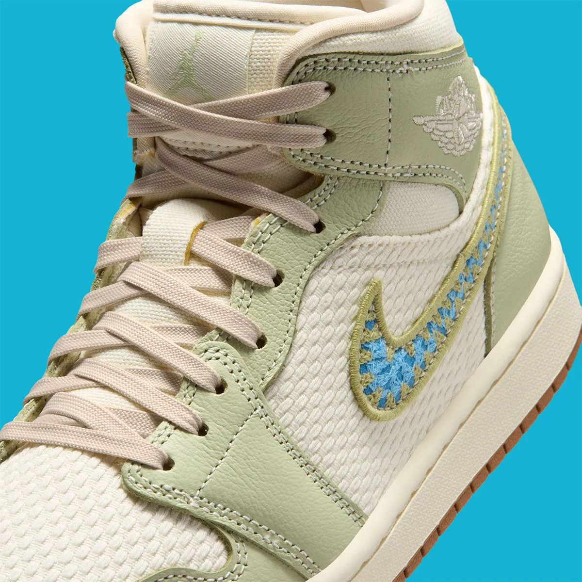 Crocheted Swooshes Appear On This Air Jordan 1 Mid