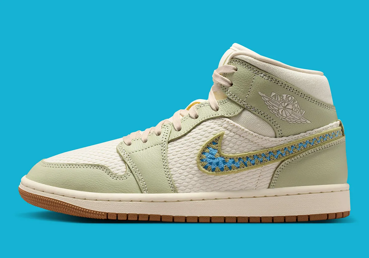 Crocheted Swooshes Appear On This Air Jordan 1 Mid
