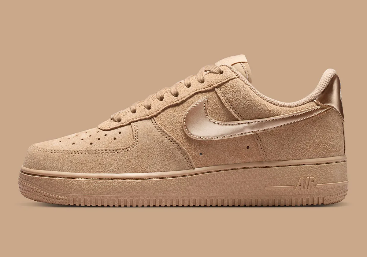The Nike Air Force 1 Low Pins Metallic Branding On Two Suede Looks