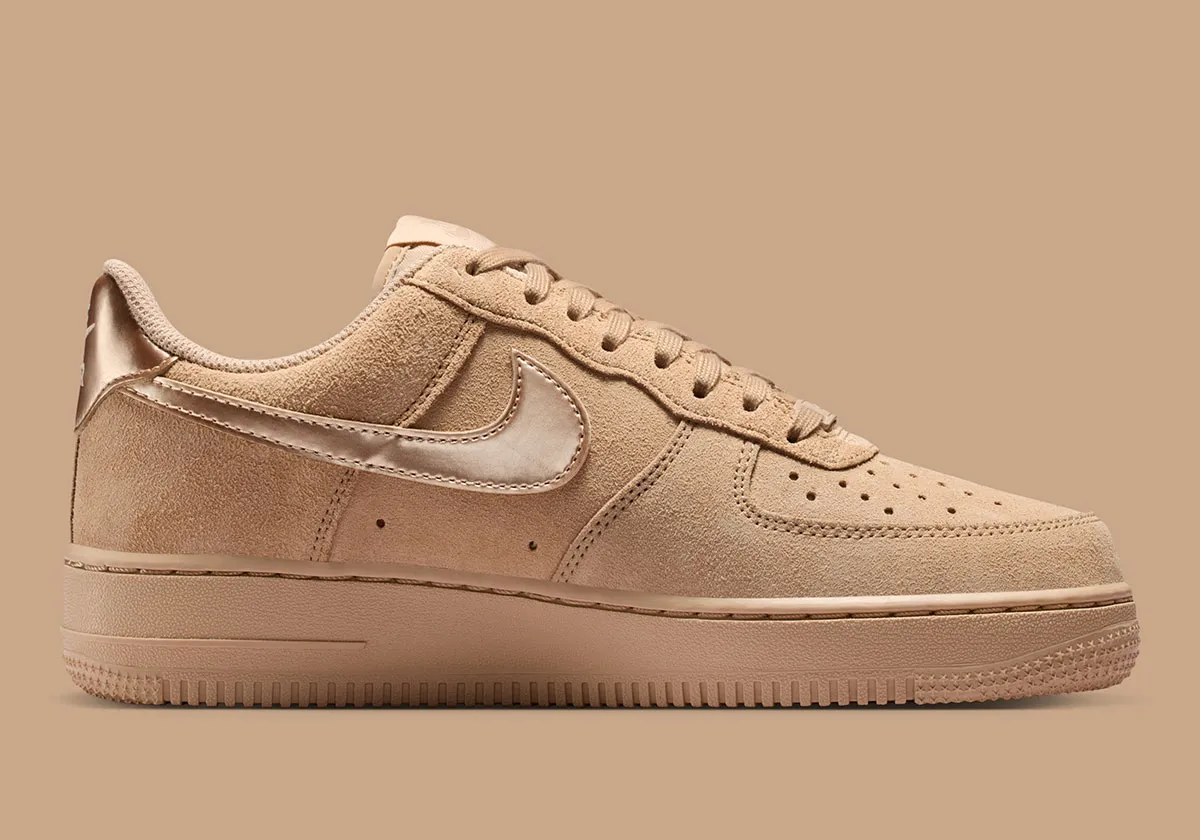The Nike Air Force 1 Low Pins Metallic Branding On Two Suede Looks