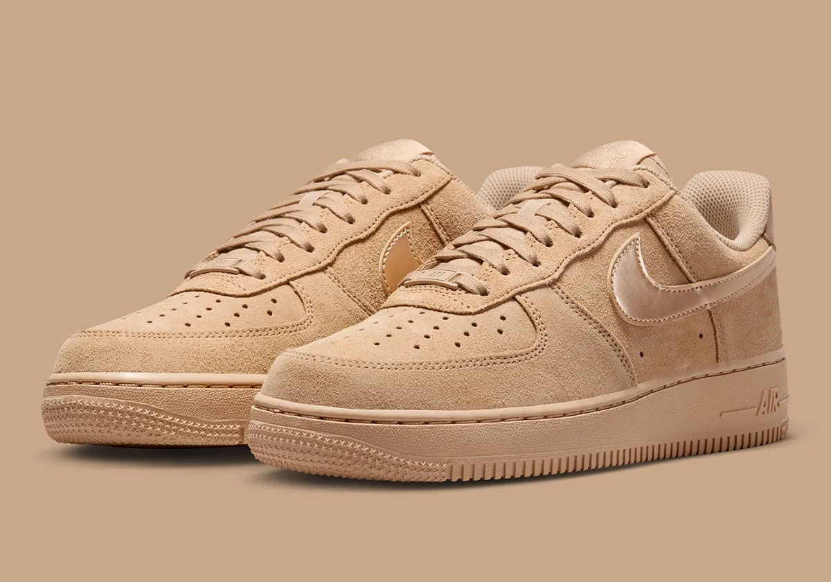 The Nike Air Force 1 Low Pins Metallic Branding On Two Suede Looks