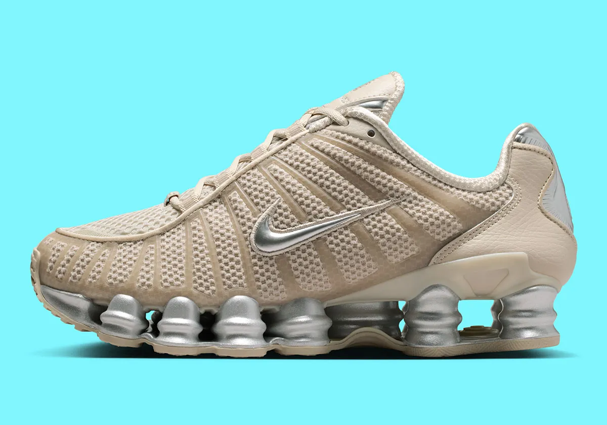 Cream And Metallic Silver Clash On The Nike Shox TL