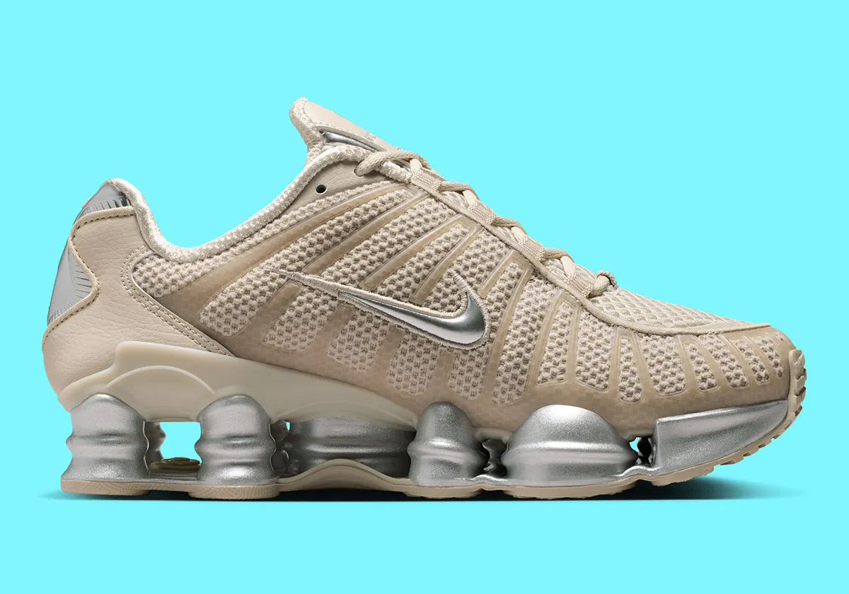 Cream And Metallic Silver Clash On The Nike Shox TL
