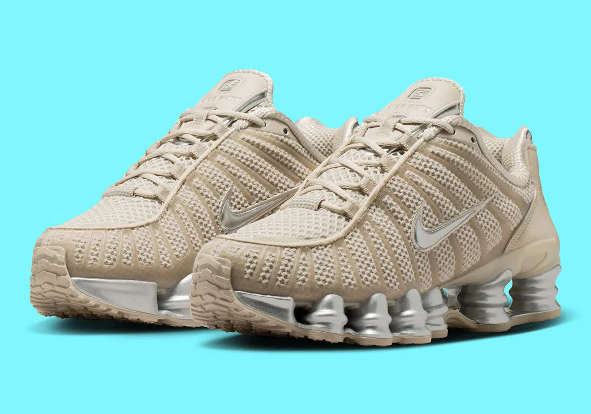 Cream And Metallic Silver Clash On The Nike Shox TL