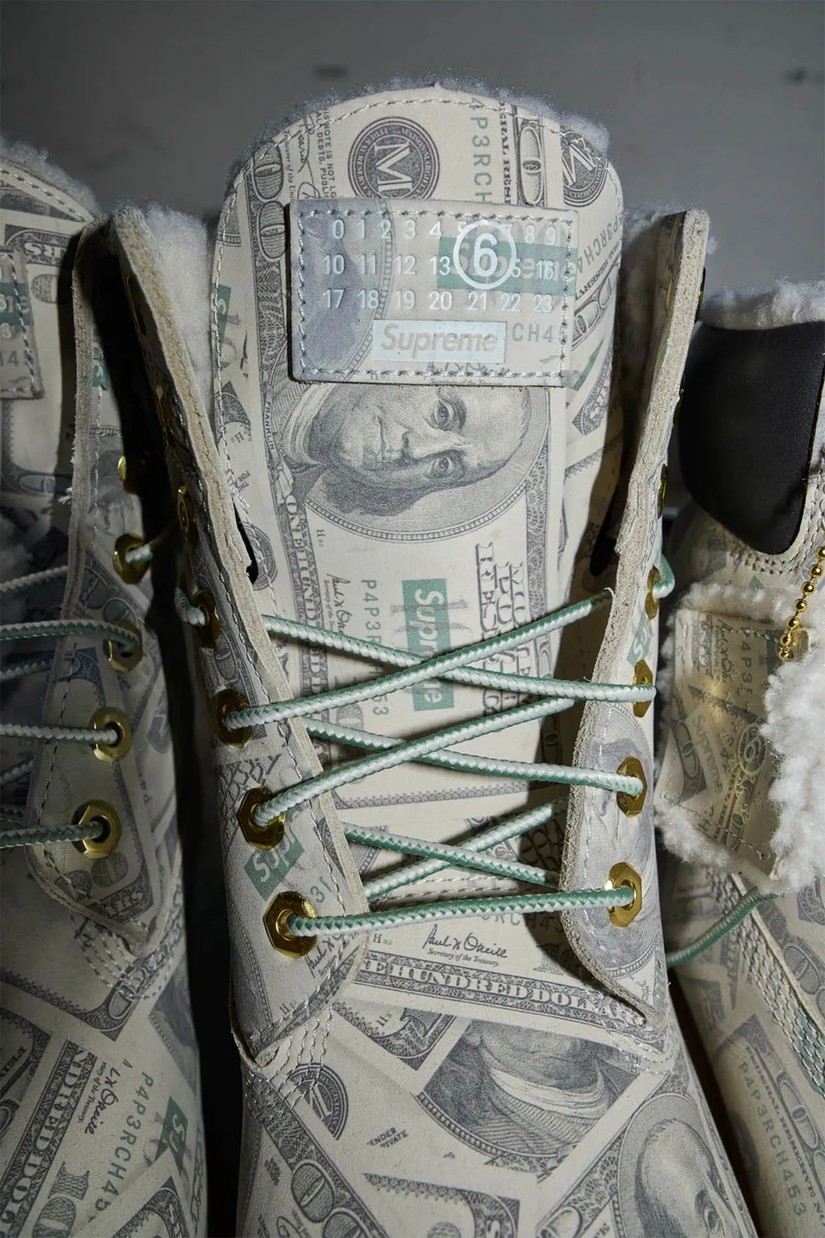 Supreme And MM6 Maison Margiela Cover The Timberland 6” Boot With Money
