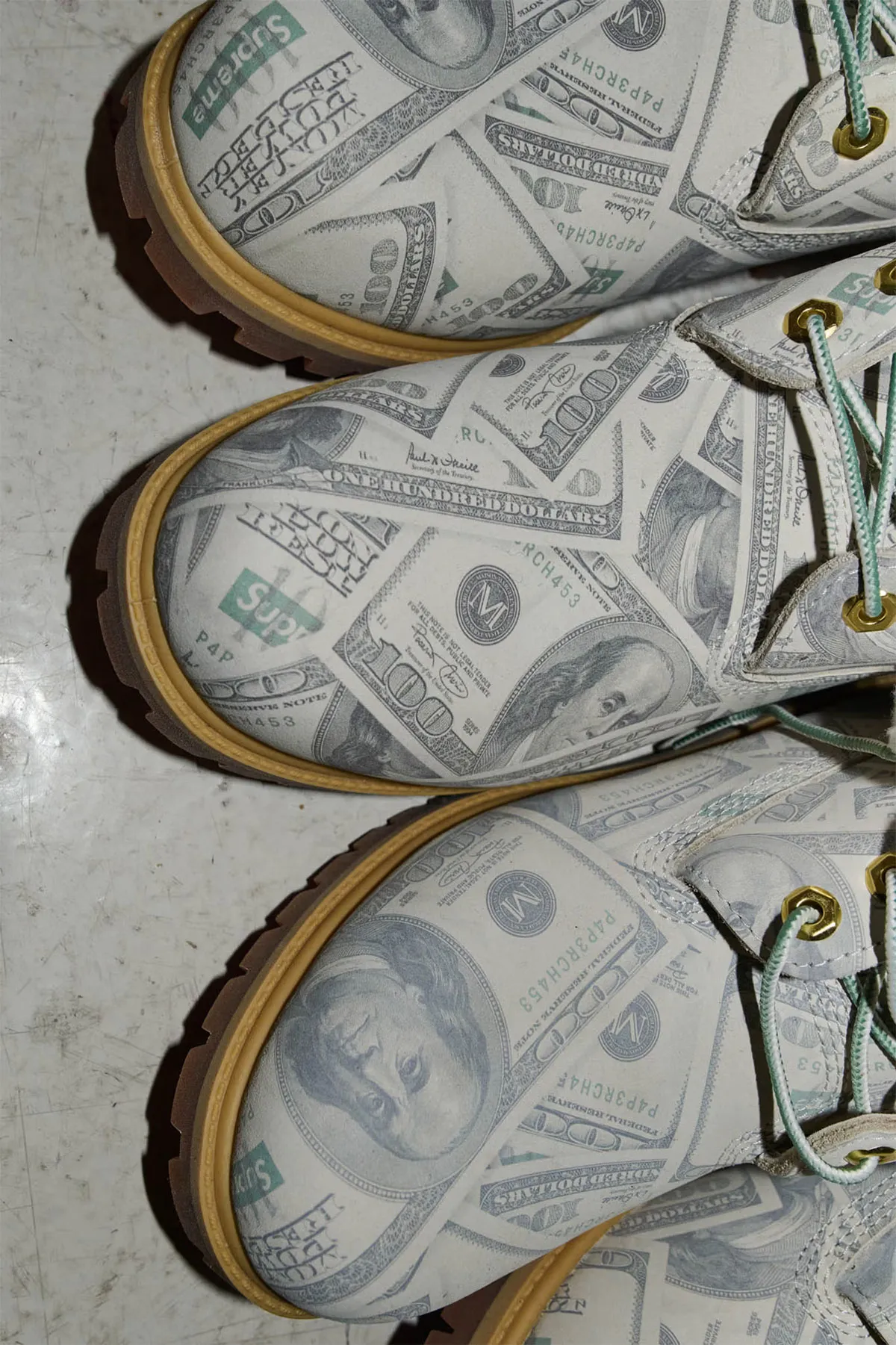 Supreme And MM6 Maison Margiela Cover The Timberland 6” Boot With Money