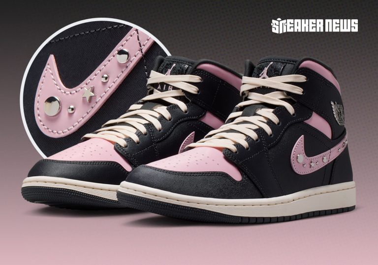 Air Jordan 1 Mid Iced Carmine traz charms no Swoosh e visual glam rock