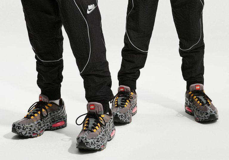 LEGO x Nike Air Max 95 kids traz cabedal pixelado inspirado em blocos