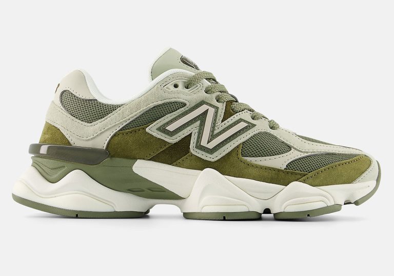 New Balance 9060 Dark Olivine destaca verde sálvia