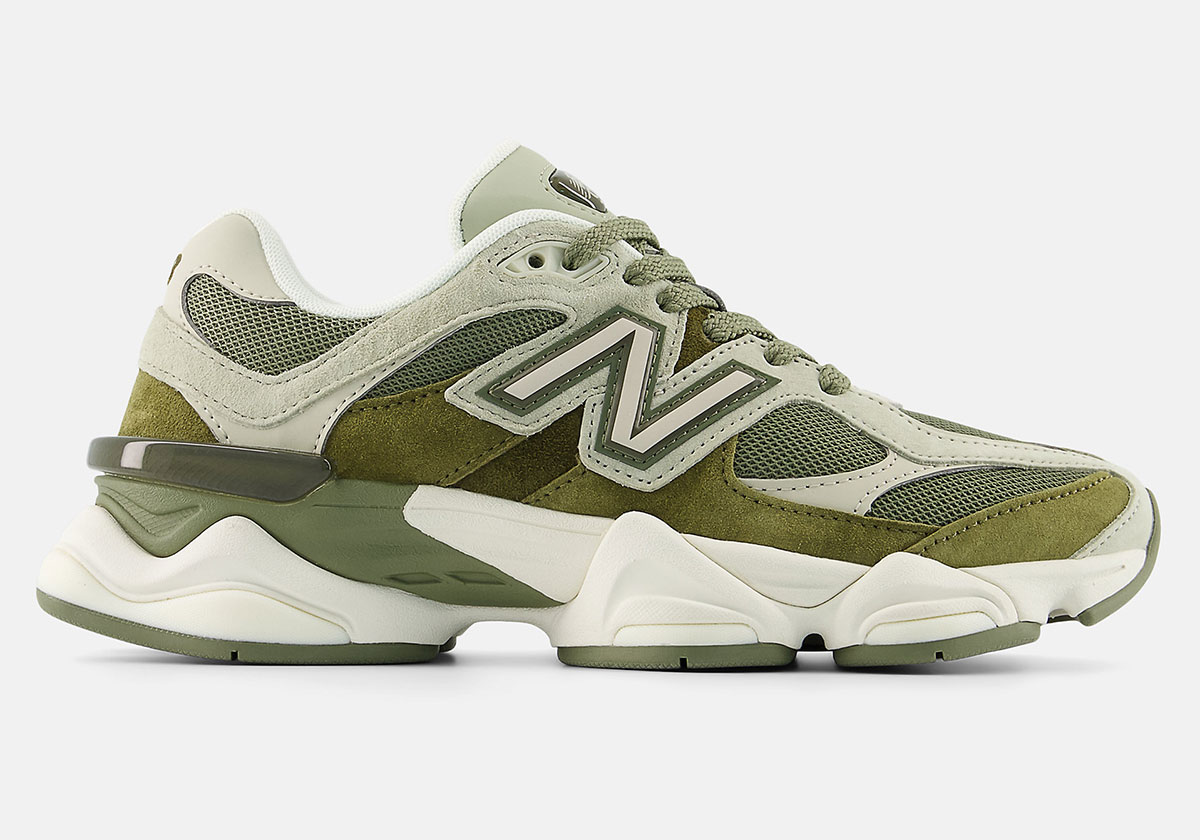 New Balance 9060 Dark Olivine destaca verde sálvia