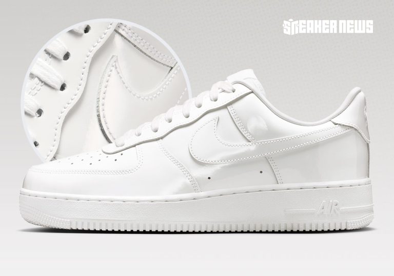 Nike Air Force 1 Low couro patente branco tem lançamento global