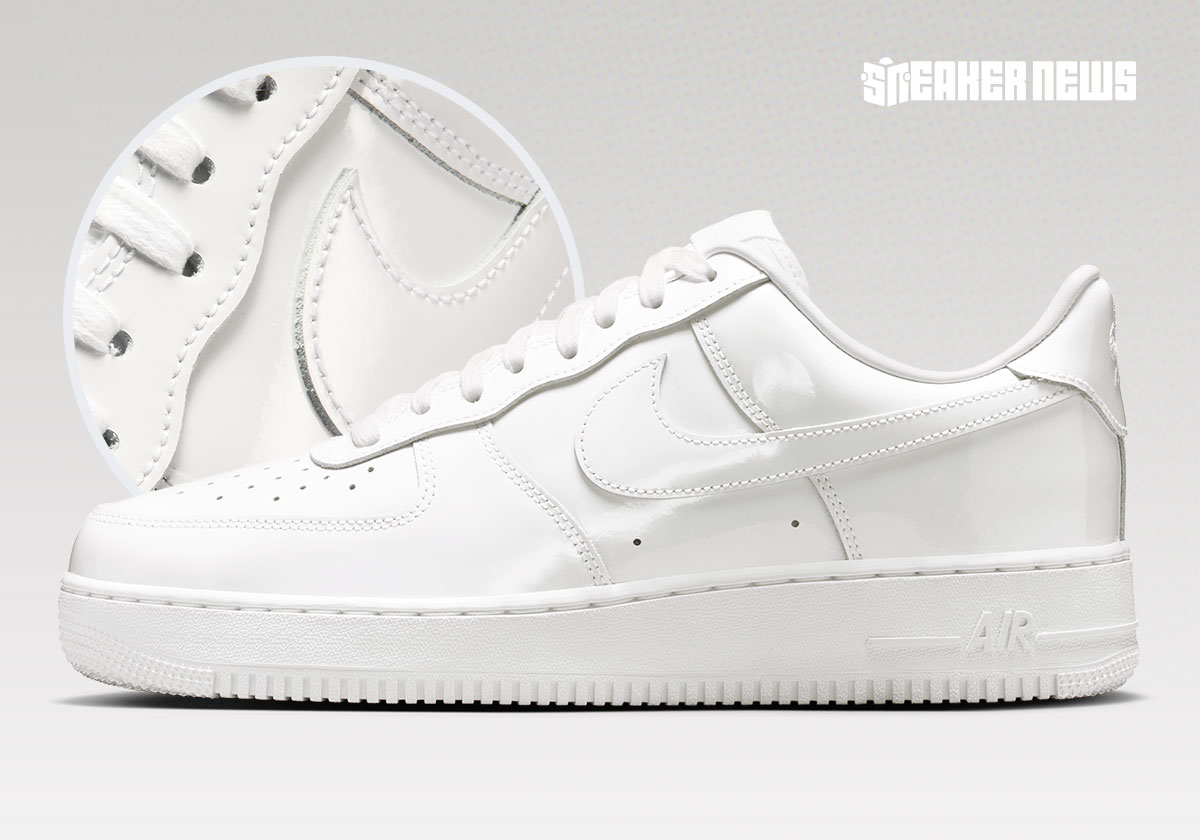 Nike Air Force 1 Low couro patente branco tem lançamento global