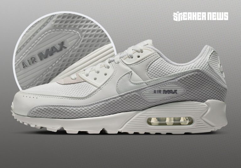Nike Air Max 90 Off-White Grey Fog traz visual técnico em mesh