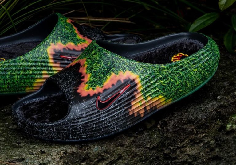 Nike ReactX Rejuven8 Slide Touch Grass ganha versão em chamas pela DotSWOOSH