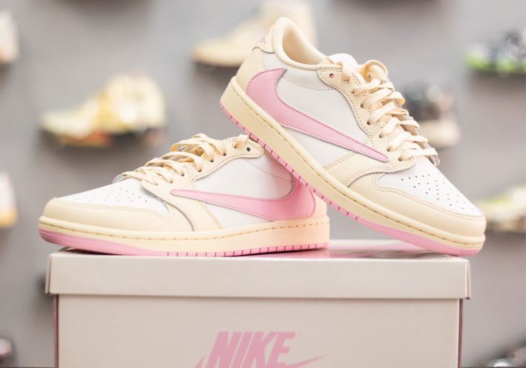 Travis Scott x Air Jordan 1 Low Muslin Shy Pink ganha lançamento global em 2026