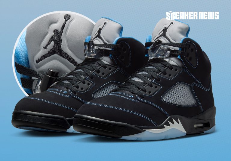 Air Jordan 5 Black University Blue volta em 2026 com numeração família
